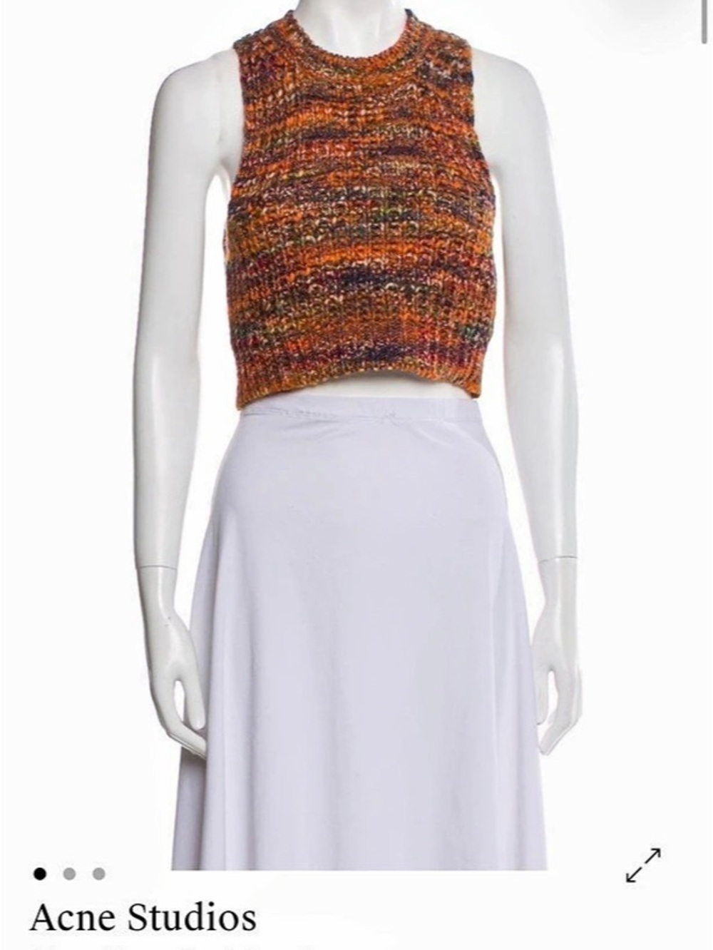 Acne Studios Printed Crew Neck Crop Top Abstract Crop Top in Orange & Brown Size